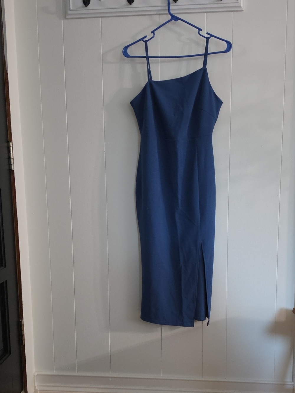 Blue Spaghetti Strap Midi Dress